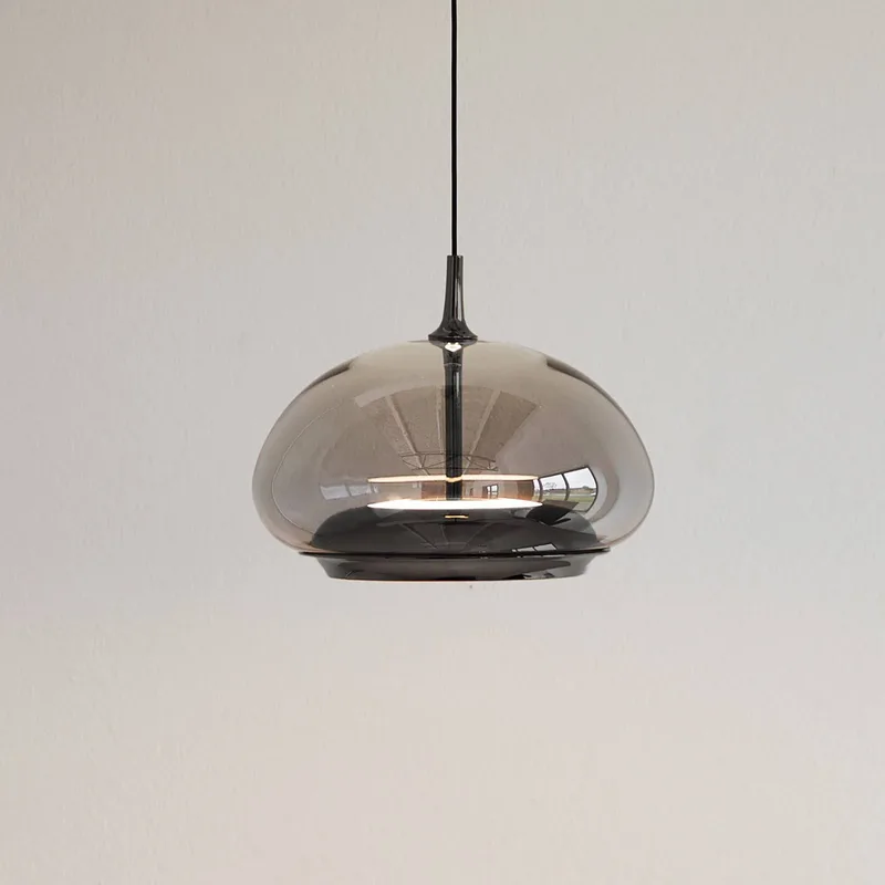LED-hänglampa Avalon, svart/grå Ø 20 cm glas från LOOM DESIGN i Svart, Rookgrijs-transparant – produktbild