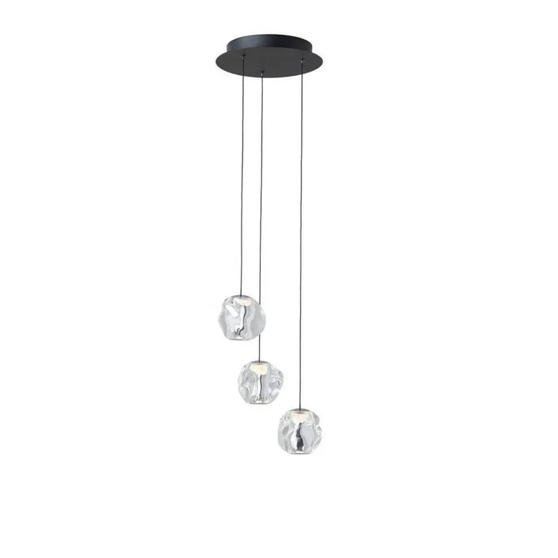 LED hanglamp Ice Ball 3, helder, acryl van LOOM DESIGN in Helder, Chroom, Zwart – productfoto