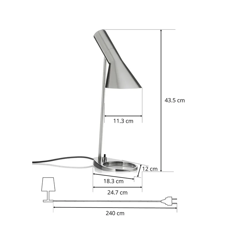 AJ Mini Tafellamp Polished Steel - Louis Poulsen - Woonkamer - Designer - Metaal - 1 lamp van Louis Poulsen – productfoto