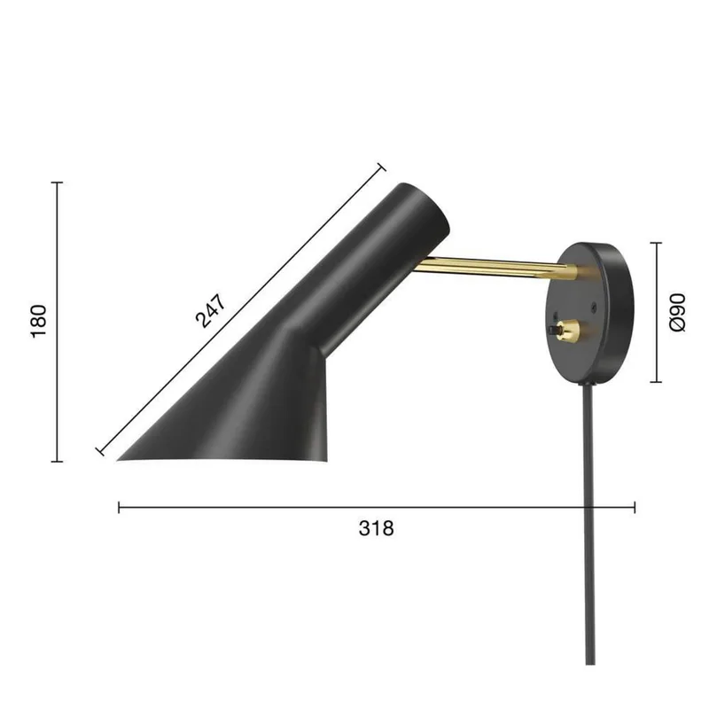 AJ Wandlamp Brass/Black - Louis Poulsen - Woonkamer - Metaal van Louis Poulsen – productfoto