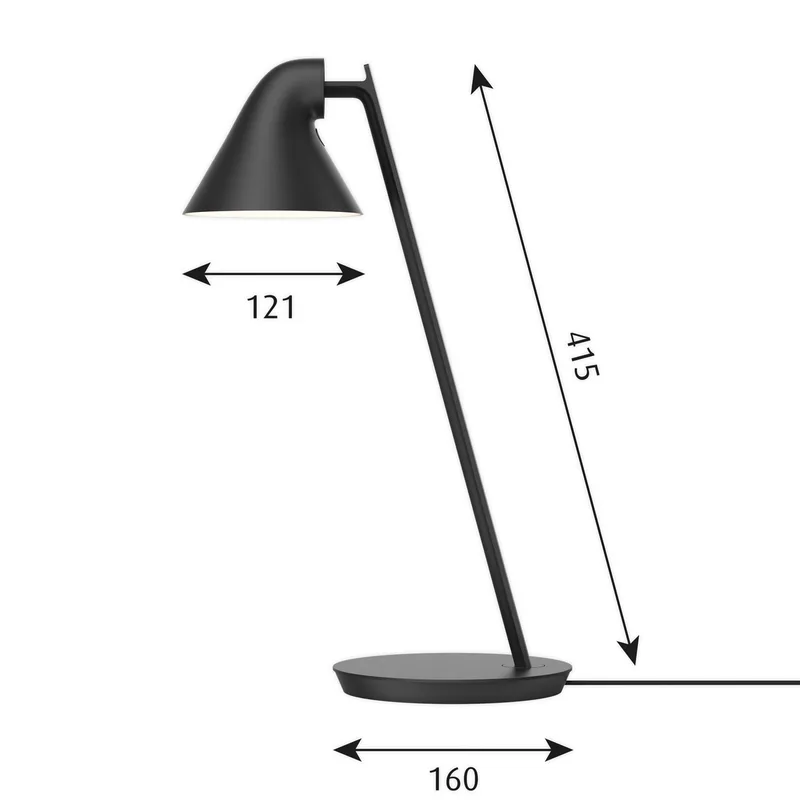 NJP Mini Taffellamp Black - Louis Poulsen - Woonkamer - Designer - Metaal - Met lampenkap von Louis Poulsen – Produktfoto
