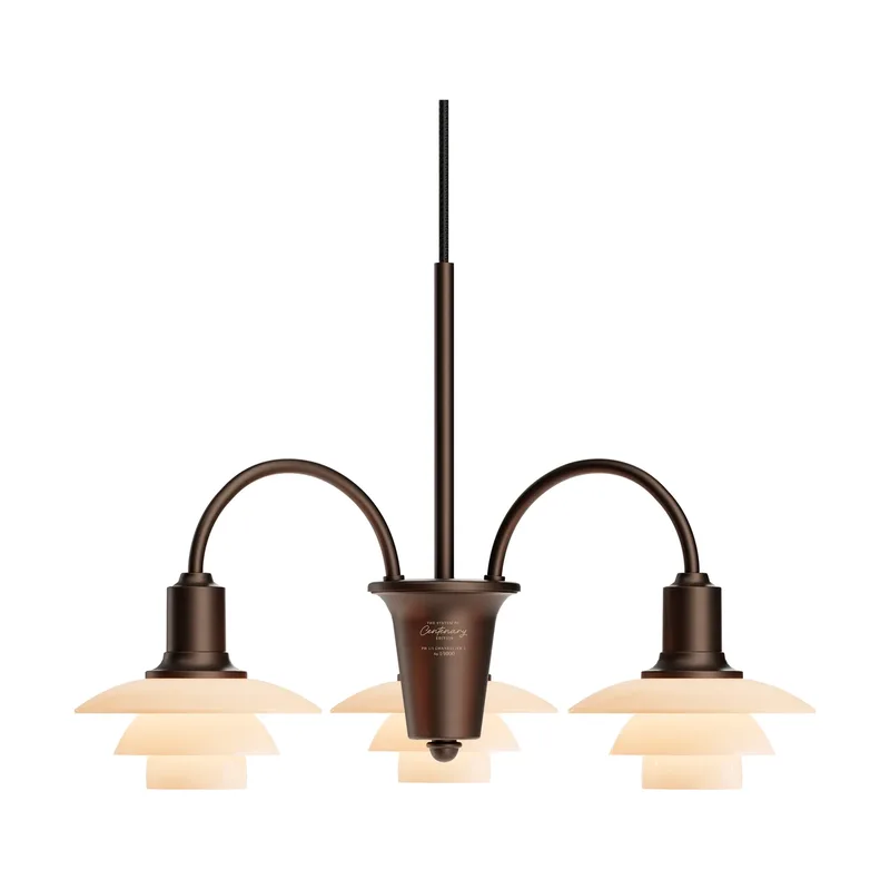 PH 1/1 Chandelier Centenary Edition Kronleuchter Brass-dusty terracotta, 3-armig de Louis Poulsen – photo du produit
