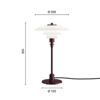 PH 2/1 tafellamp Ø 20 cm, glanzend bordeauxrood von Louis Poulsen – Produktfoto 4 von 5