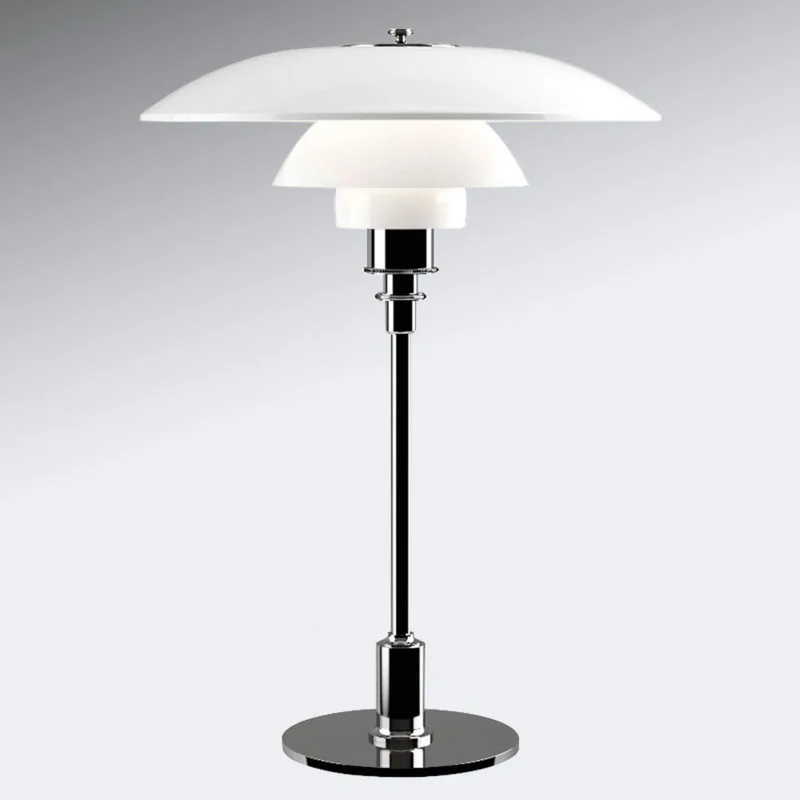 PH 3 1/2-2 1/2 tafellamp, chroom/wit, 47 cm - Louis Poulsen - Woonkamer - Designer - Glas - Met lampenkap von Louis Poulsen – Produktfoto
