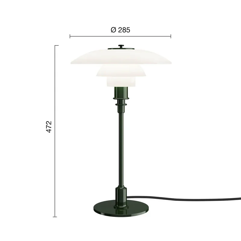 PH 3/2 tafellamp donkergroen Ø 28 cm van Louis Poulsen – productfoto 4 van 5