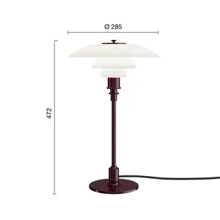 PH 3/2 tafellamp, glanzend bordeauxrood, Ø 28 cm van Louis Poulsen – productfoto 4 van 5