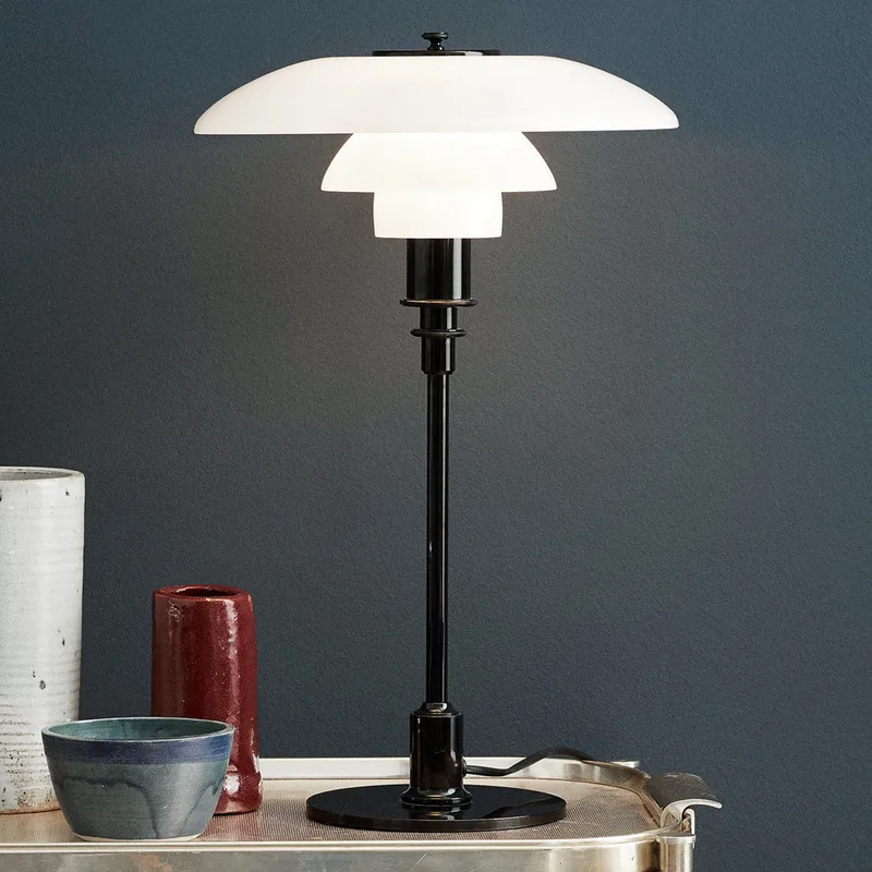 PH 3/2 Tafellamp Zwart Gemetaliseerd - Louis Poulsen - Woonkamer - Designer - Metaal - Met lampenkap von Louis Poulsen – Produktfoto