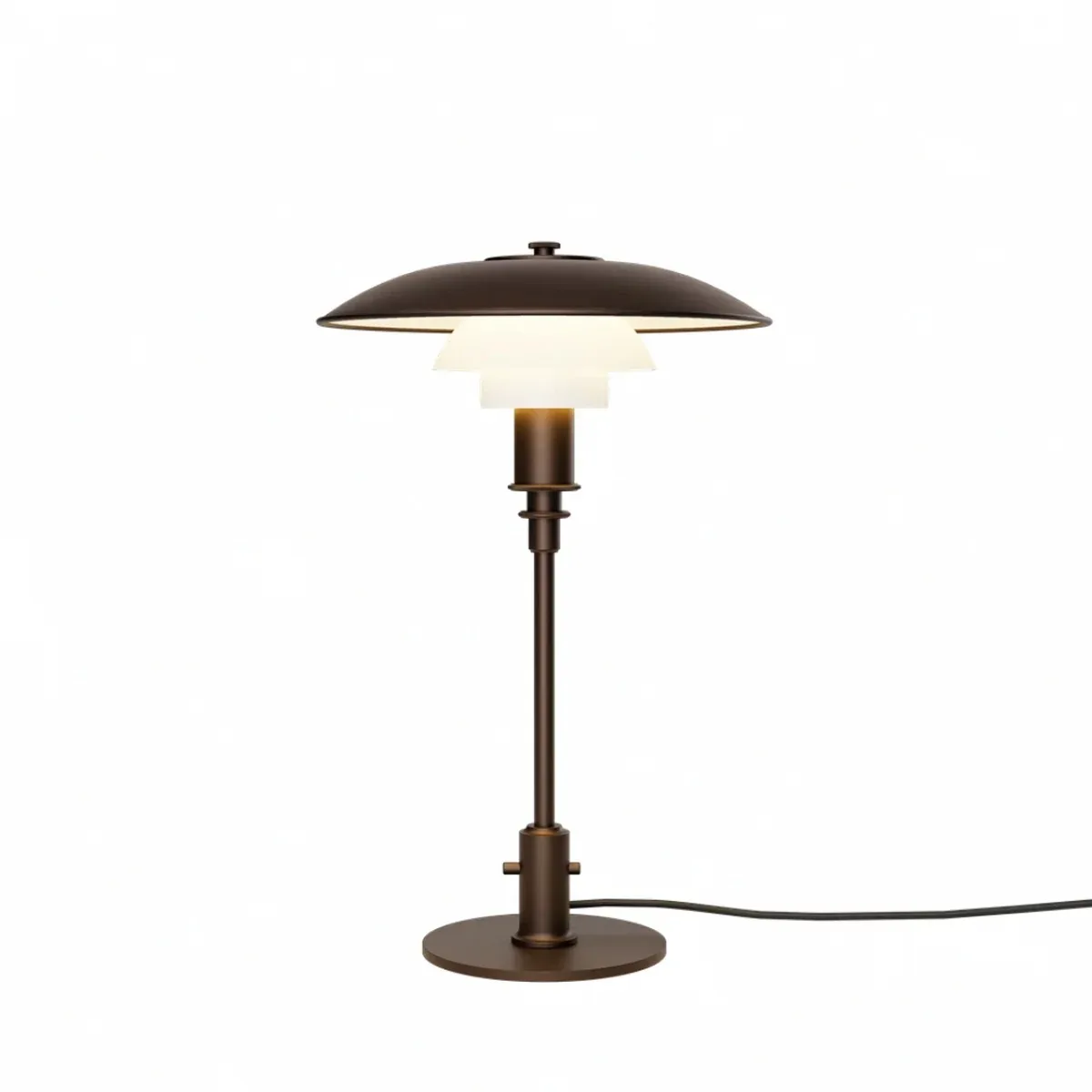 PH 3/2 Verouderd messing Opal Glas Tafellamp de Louis Poulsen – photo du produit