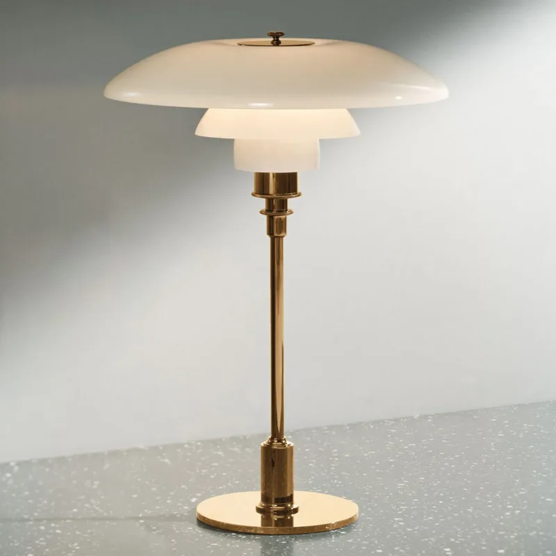 PH 3½-2½ Tafellamp Geelkoper - Louis Poulsen PH 3 1/2-2 1/2 - Woonkamer - Designer - Glas - Met lampenkap von Louis Poulsen – Produktfoto