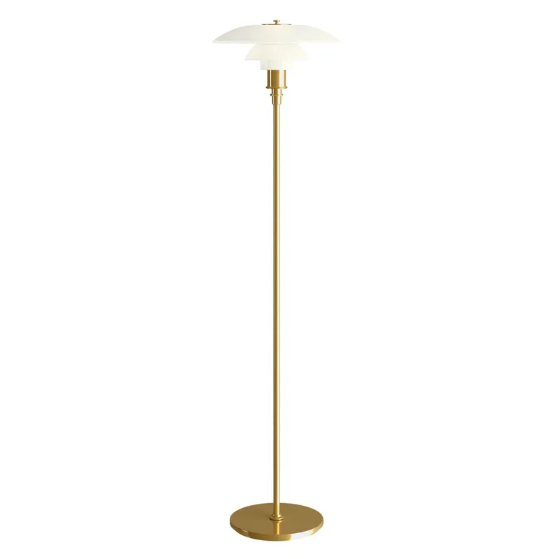 PH 3½-2½ VloerLamp Geelkoper - Louis Poulsen PH 3 1/2-2 1/2 - Woonkamer - Designer - Glas - Met lampenkap von Louis Poulsen – Produktfoto