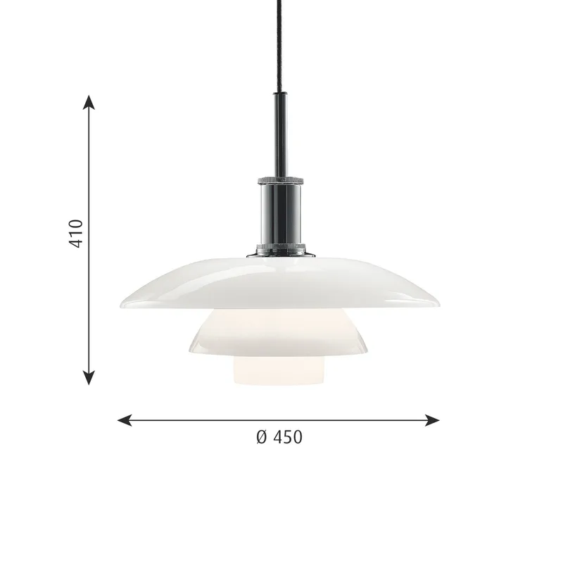 PH 4 1/2-4 hanglamp, Ø 45 cm, chroom/wit - Louis Poulsen - Woonkamer - Designer - Glas - 1 lamp von Louis Poulsen – Produktfoto