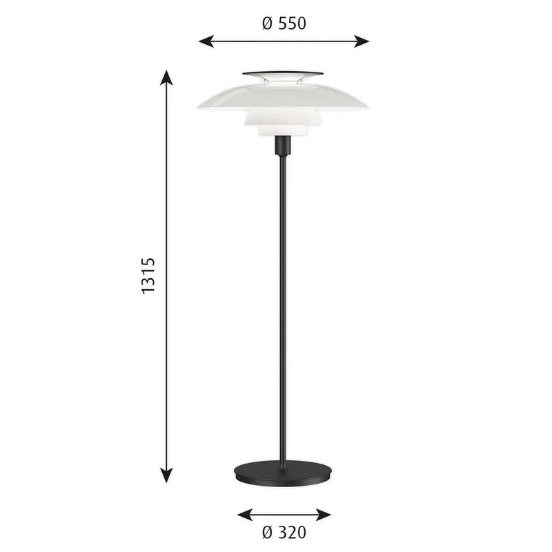 PH 80 Vloerlamp Opal/Black de Louis Poulsen – photo du produit 2 sur 3