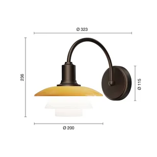 Wandlamp PH 2/2, uitsteek 32 cm, amber/wit de Louis Poulsen – photo du produit 4 sur 5