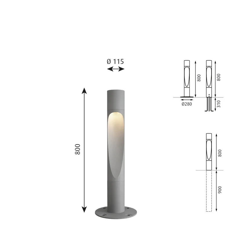 Wegelampe Flindt, 3.000K Ra80 alu 80cm dim Fuß by Louis Poulsen in Aluminium strukturiert – product photo