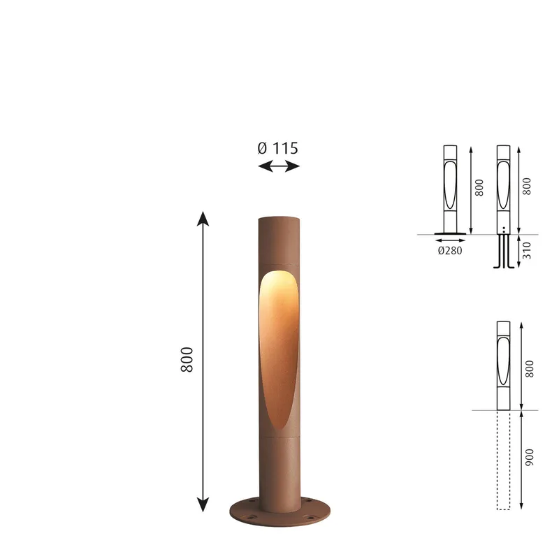 Wegelampe Flindt 830 rost 80 cm dim Fuß Erdung by Louis Poulsen in Corten – product photo