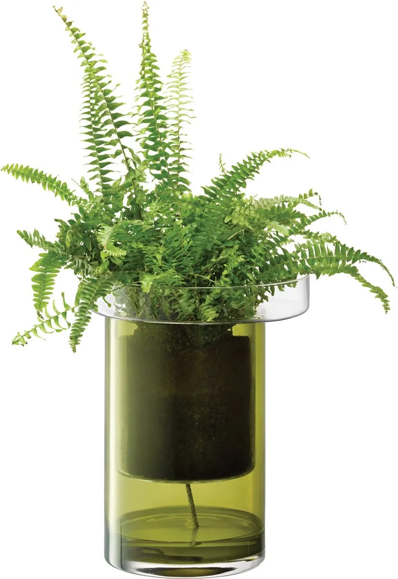Balcony Vaas ø 35 cm met Bewateringssysteem - Glas by LSA International in Green – product photo