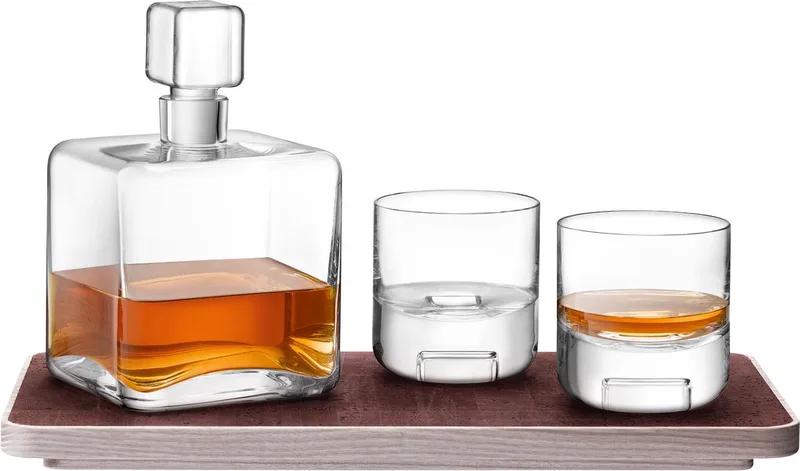 Cask Whisky Connoisseur Set met Dienblad Set van 3 Stuks - Glas by LSA International in Transparent – product photo