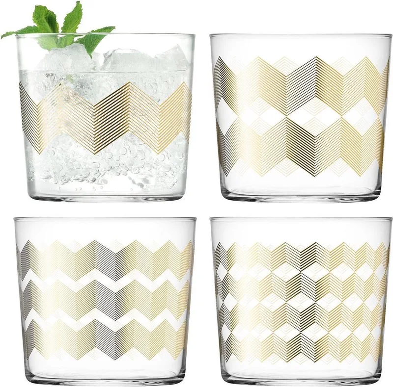 Chevron Glazen - 310 ml - Set van 4 Stuks by LSA International in Gold – product photo