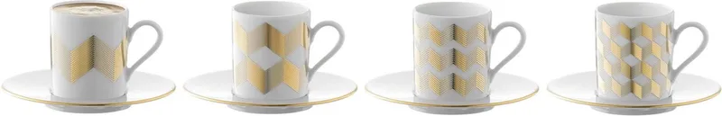 Chevron Kop en Schotel - 100 ml - Set van 4 Stuks by LSA International in Gold – product photo