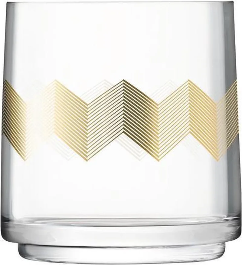 Chevron Lantaarn of Vaas - H 14 cm - Gouden Details by LSA International in Gold – product photo