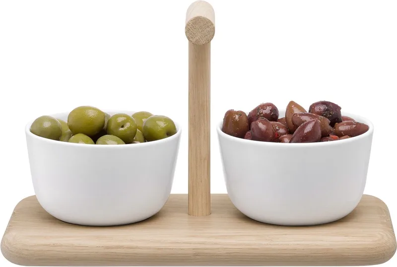 Dine Serveerplank met 2 Schalen Diep - Porselein by LSA International in White – product photo