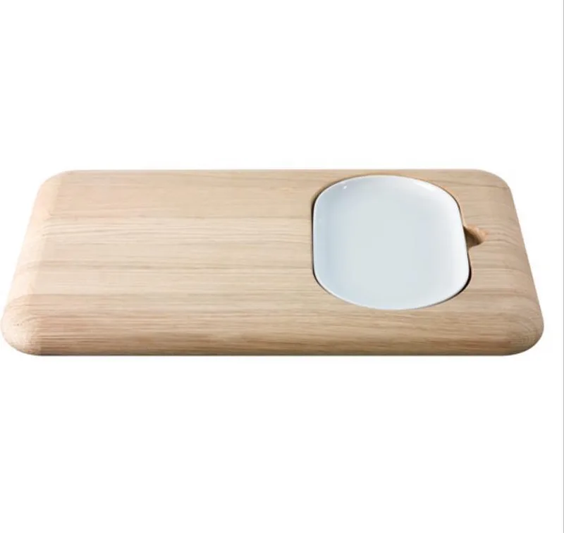 Dine Snij- en Serveerplank - Met Dipschaaltje by LSA International in White – product photo