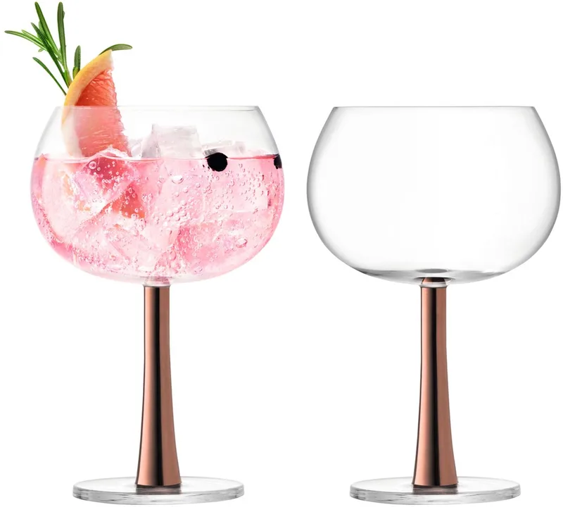 Gin Balloon Glas 420 ml Set van 2 Stuks - Glas - Koper by LSA International in Transparent – product photo