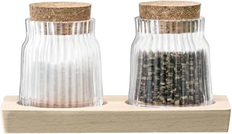 Gio Line Voorraadpot 8,5 cm met Serveerplank Set van 2 Stuks - Glas by LSA International in Transparent – product photo