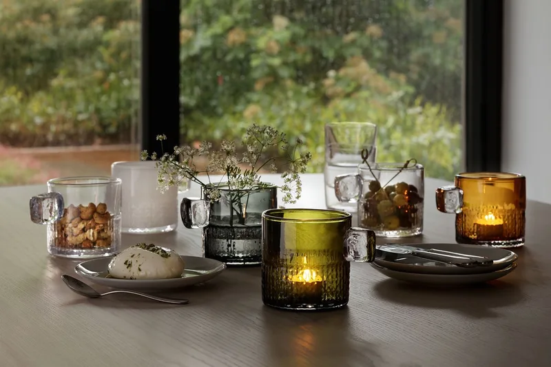 Handle Theelichthouder 9 cm - Glas by LSA International in Grey – product photo