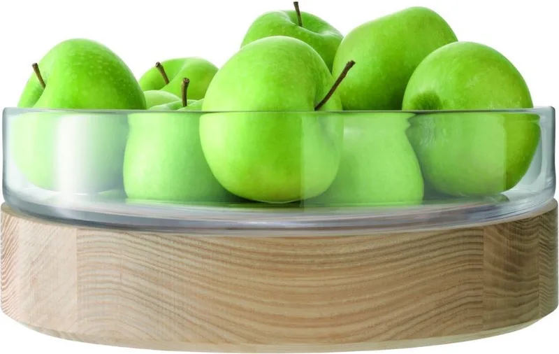 Lotta Serveerkom - Met Houten Voet - 31 cm by LSA International in Transparent – product photo