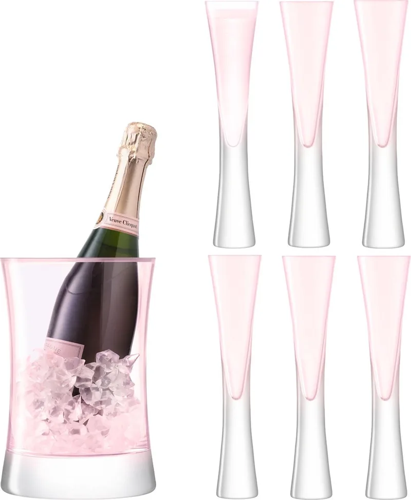 Moya Champagne Serveerset Set van 7 Stuks - Glas by LSA International in Pink – product photo