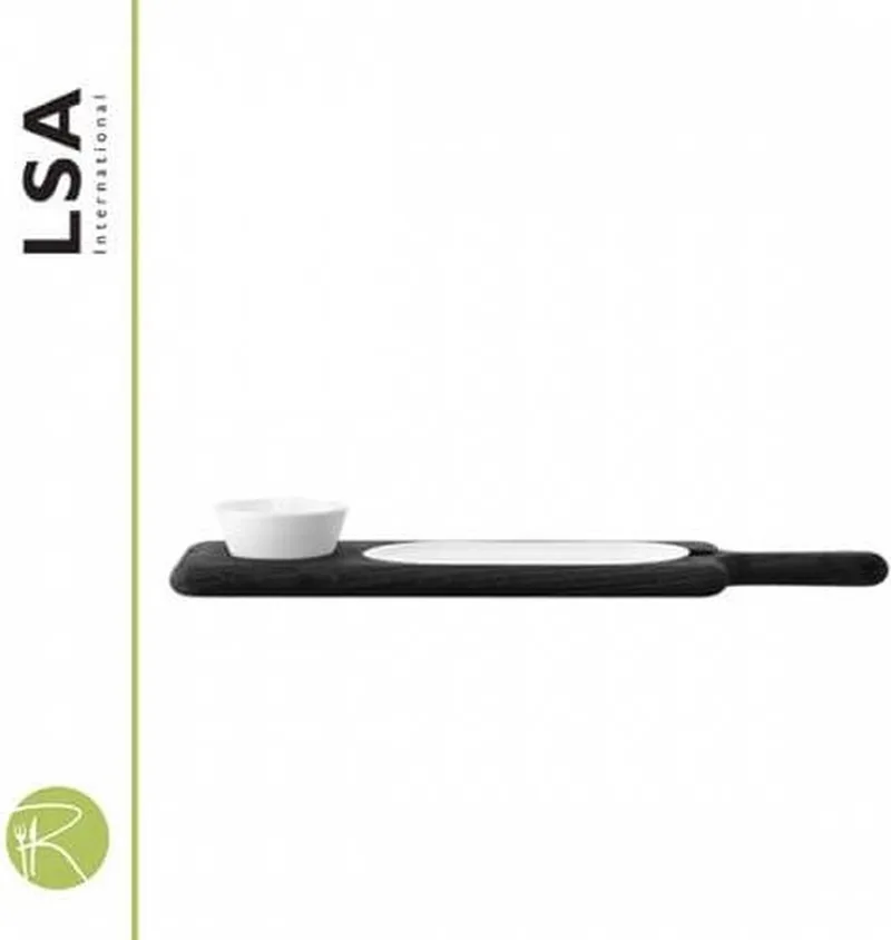 Paddle Black Snack- & Tapasschaal - Met houten dienblad by LSA International in White – product photo