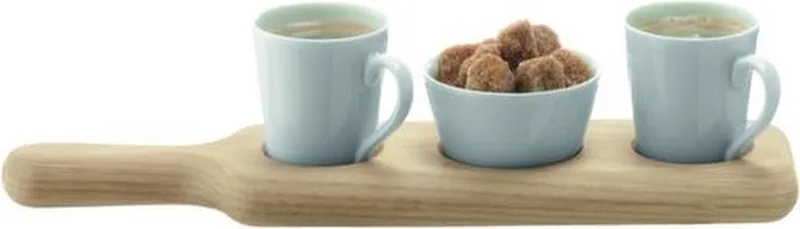 Paddle Duo Espresso Set - Met Houten Dienblad - Set van 3 Stuks by LSA International in White – product photo