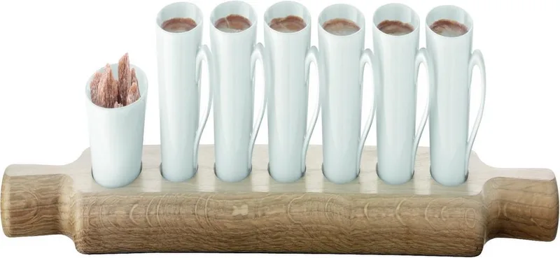 Paddle Espressoset - Met Houten Dienblad - Set van 7 Stuks by LSA International in White – product photo