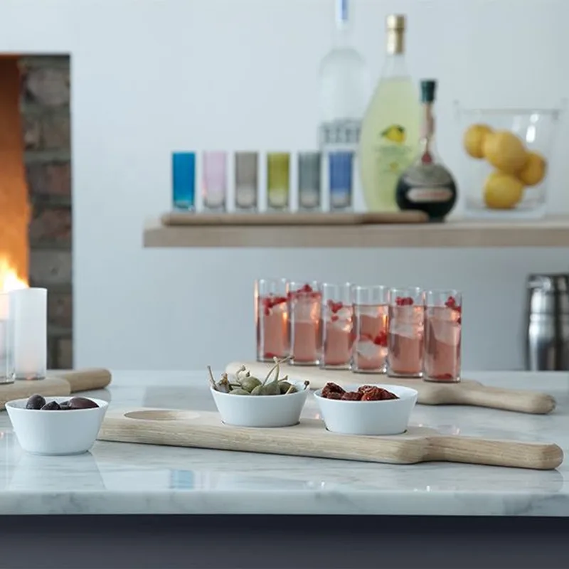 Paddle Tapasset met Serveerplank Set van 6 Stuks - Porselein by LSA International in White – product photo