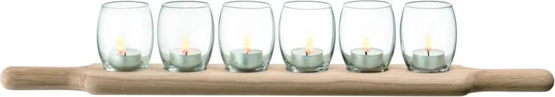 Paddle Waxinelichthouders - Met Houten Plank - Set van 6 Stuks by LSA International in Transparent – product photo
