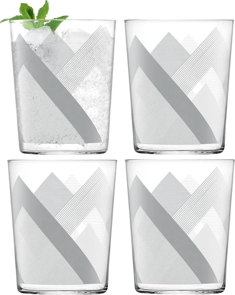 Peaks Tumbler Glas 560 ml Set van 4 Stuks by LSA International in Grey – product photo