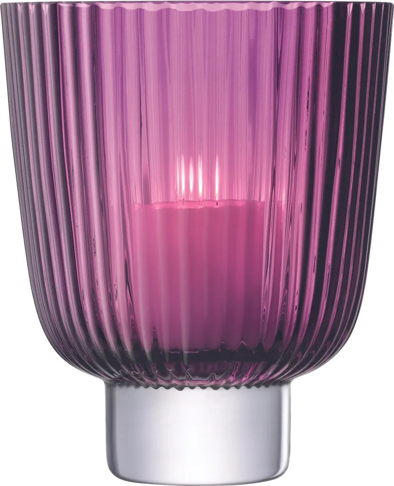 Pleat Windlicht - Glas - 21,5 cm by LSA International in Heather – product photo