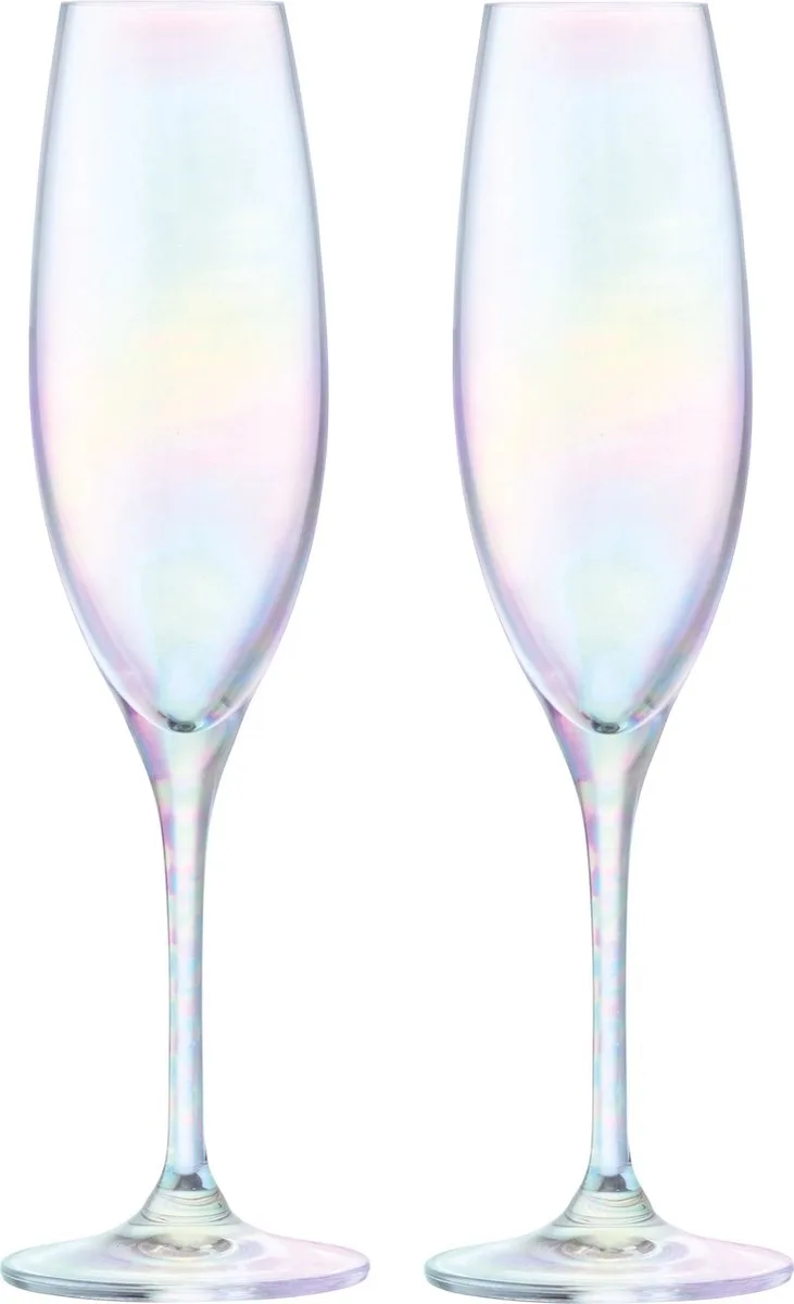 Polka Champagne Flute 225ml Mother of Pearl Set van 4 Stuks - Glas by LSA International in Transparent – product photo