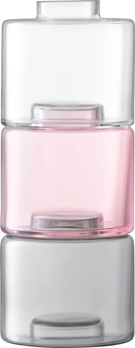 Stack Vaas Trio - Glas - Ø 17 x 41,5 cm - Set van 3 stuks by LSA International in Pink – product photo