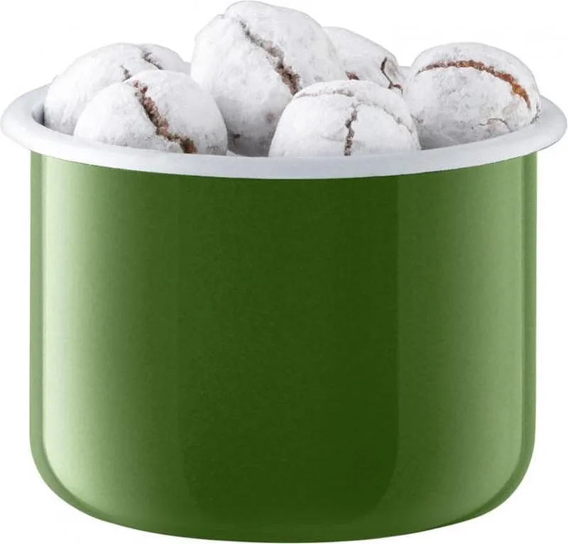 Utility Voorraadpot - Incl. Eikenhouten Deksel - Geëmailleerd Staal - Ø 18 x 14 cm by LSA International in Green – product photo