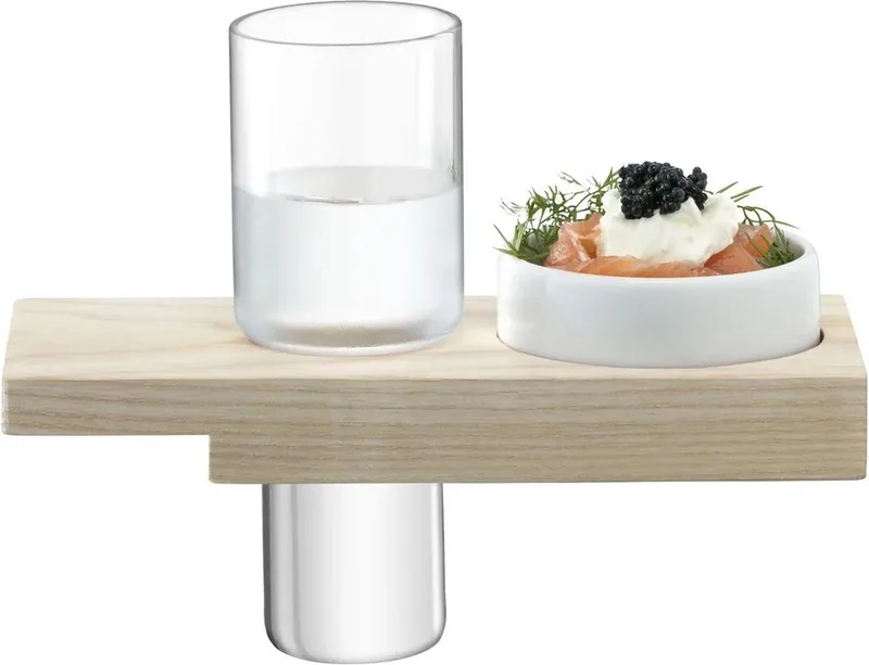 Vodka Glas 400 ml met Serveerplank Set van 3 Stuks by LSA International in Transparent – product photo