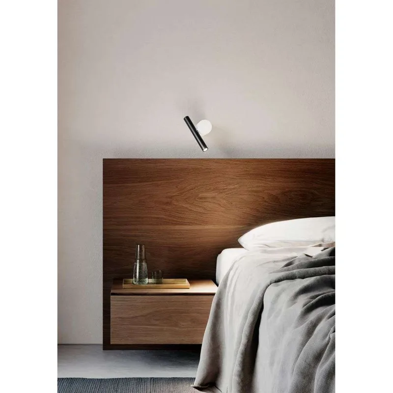 Doi Wandlamp 3000K Black/Ribbed White - Luceplan - Woonkamer - Aluminium de Luceplan – photo du produit