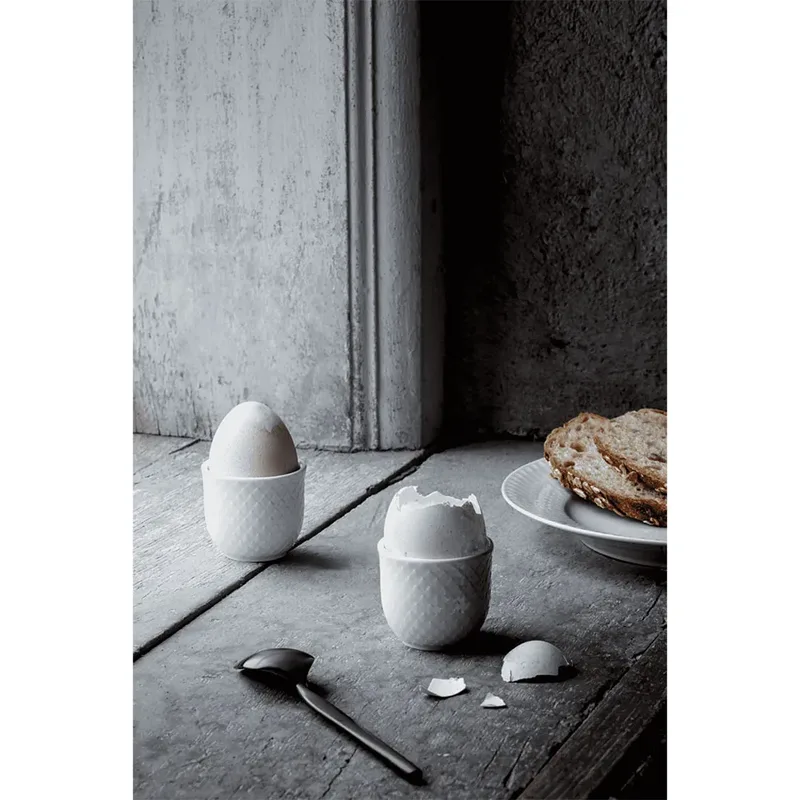 Rhombe Eierbecher, 2er Pack Weiß van Lyngby Porcelæn – productfoto 2 van 2