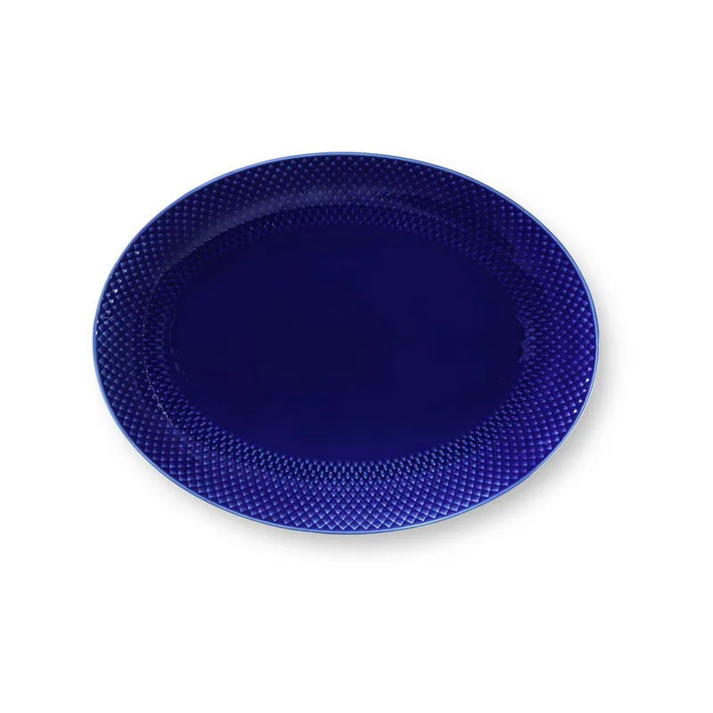 Rhombe ovaler Servierteller 35x26,5 cm Dunkelblau van Lyngby Porcelæn – productfoto