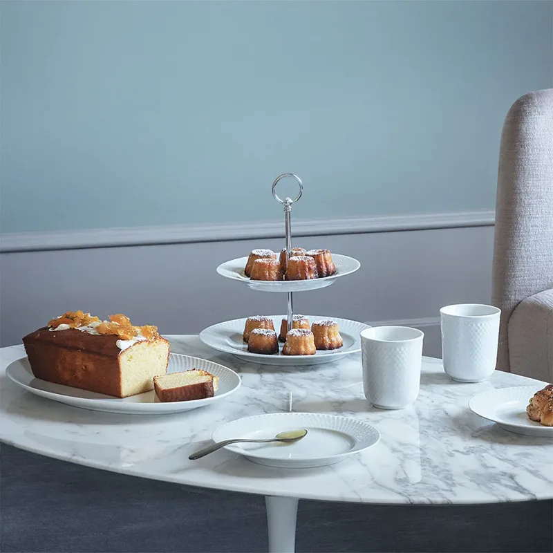 Rhombe ovaler Servierteller 35x26,5 cm Weiß van Lyngby Porcelæn – productfoto 3 van 5