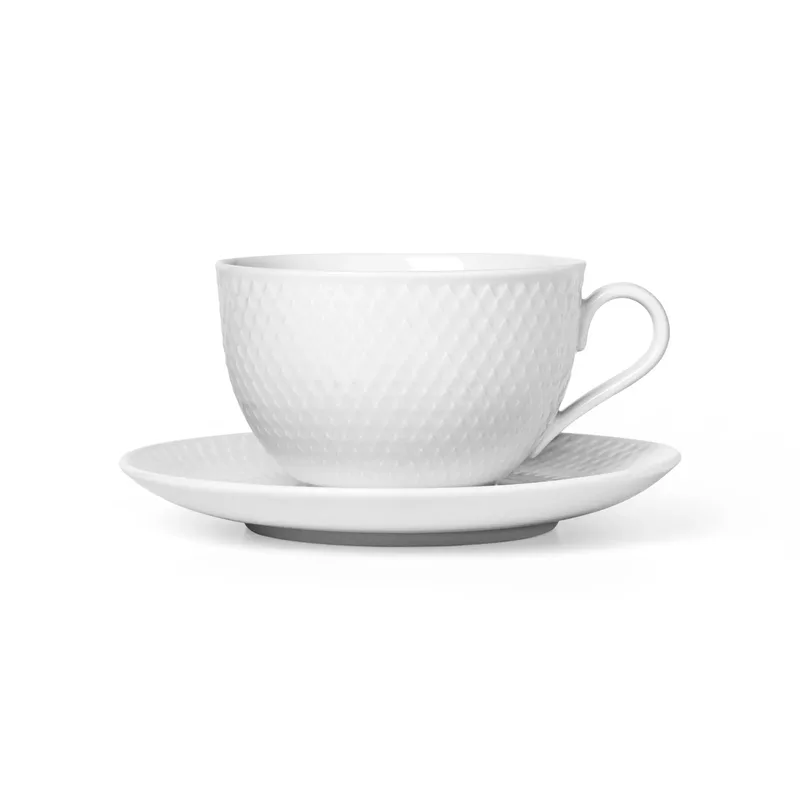 Rhombe Teetasse mit Untersetzer Weiß by Lyngby Porcelæn – product photo