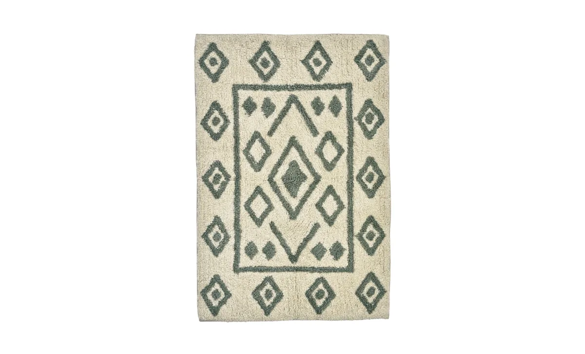 BADRUMSMATTA 60x90 Offwhite/Blågrön by Madam Stoltz – product photo