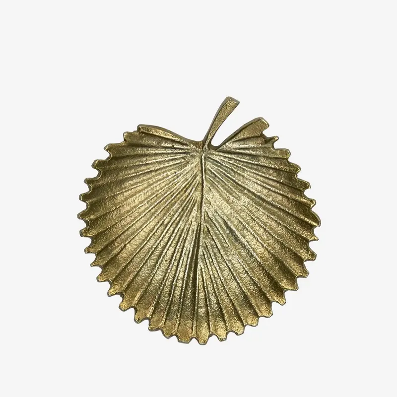 decoratief schaaltje blad – aluminium – antique – Ø 14 cm van Madam Stoltz in Brass – productfoto