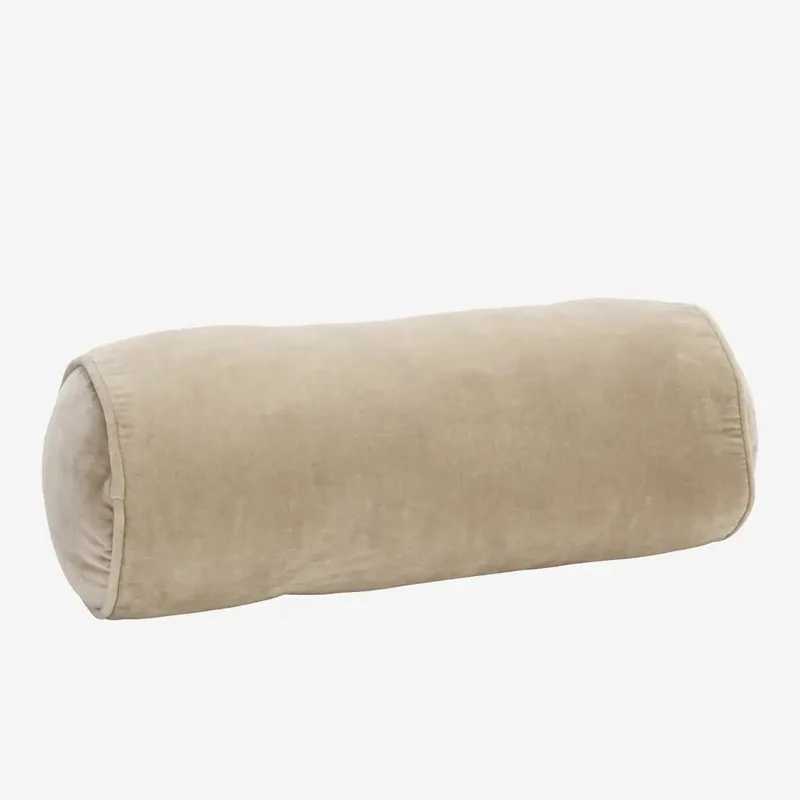 Fluwelen Bolsterkussen Rond - 20x50cm fra Madam Stoltz i Taupe – produktbillede